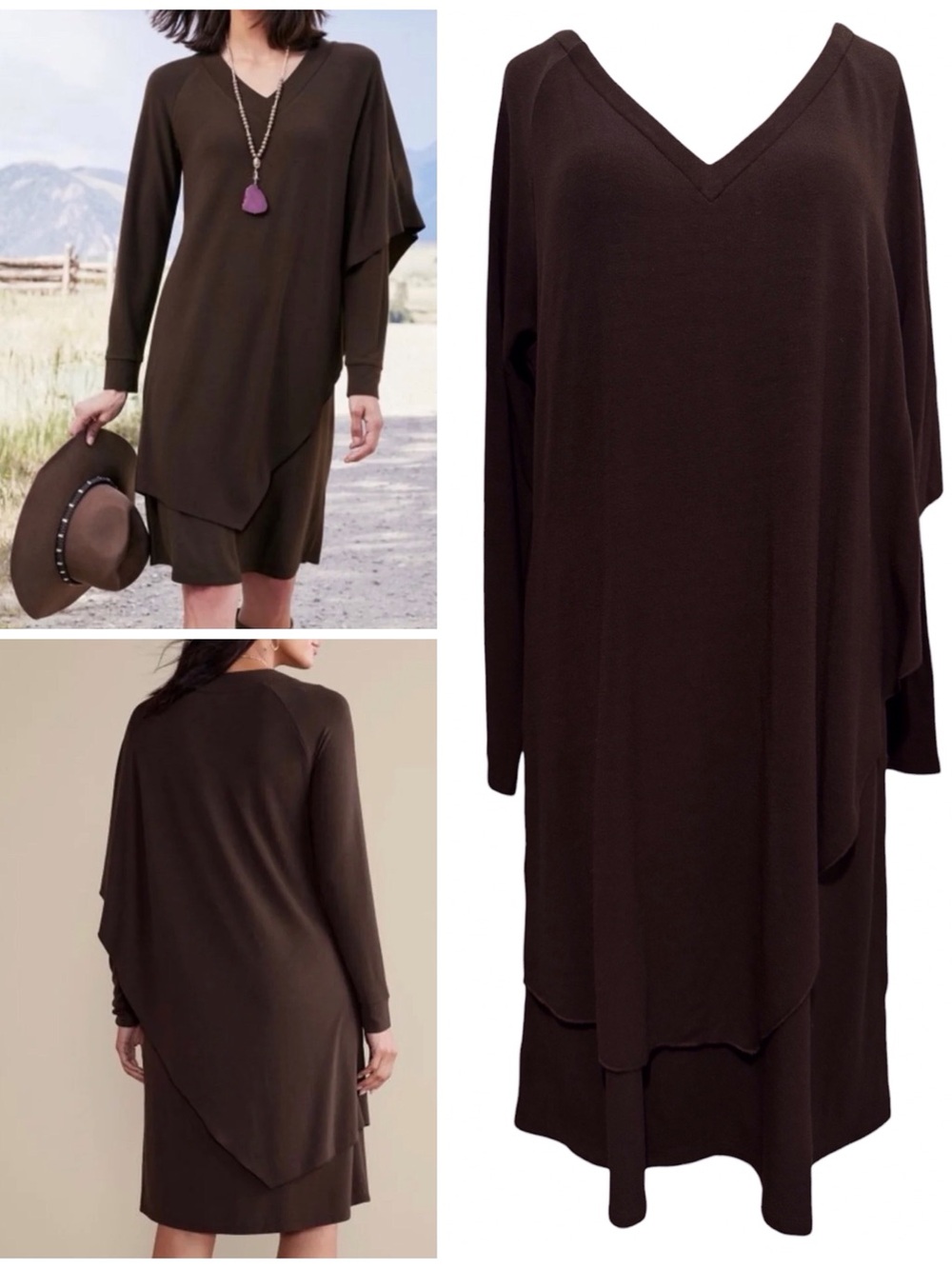 Soft Surroundings Dark Brown‎ Marla Dress Size Large
